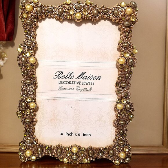 Cabochon, Crystals and Pearls Photo Frame Belle Maison Jeweled Tabletop … - Picture 14 of 14